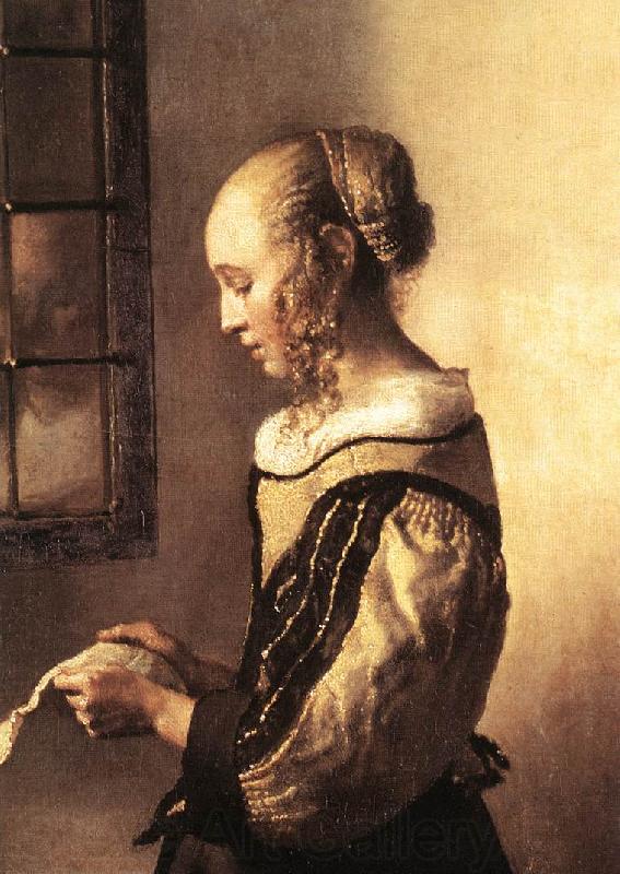 VERMEER VAN DELFT, Jan Girl Reading a Letter at an Open Window (detail) wt Norge oil painting art